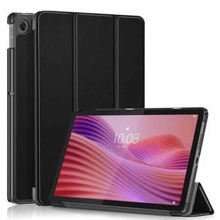 For Lenovo Tab 10.1 2025 Custer Pure Color 3-folding Leather Smart Tablet Case(Black)