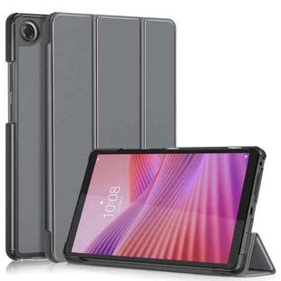 For Lenovo Tab One 8.7 / K9 2025 Custer Texture 3-Fold Holder Leather Smart Tablet Case(Grey)