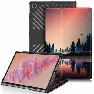 For Lenovo Tab Plus 11.5 TB351FU Custer Coloured Drawing 3-folding Leather Smart Tablet Case(Sunset)