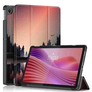 For Lenovo Tab 10.1 2025 Custer Coloured Drawing 3-folding Leather Smart Tablet Case(Sunset)