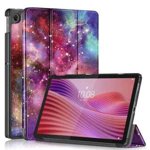 For Lenovo Tab 10.1 2025 Custer Coloured Drawing 3-folding Leather Smart Tablet Case(Milky Way)