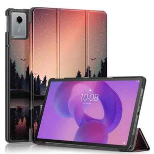 For Lenovo Tab Idea 11 /Xiaoxin Pad 2025 Custer Painted 3-Fold Holder Leather Smart Tablet Case(Sunset)