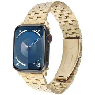For Apple Watch Series 8 45mm 22mm Ultra-thin Five Beads Stainless Steel Watch Band(Gold)