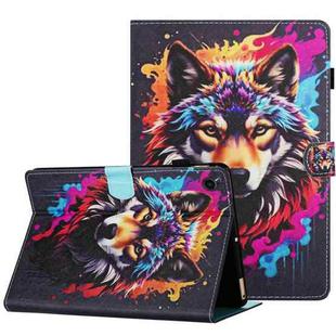 For Huawei MatePad T 10s / T 10 Painted Pattern Stitching Leather Tablet Case(Colorful Wolf)