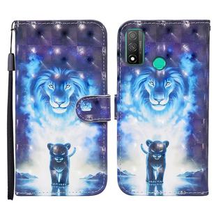 For Huawei P smart 2020 3D Painted Pattern Horizontal Flip Leather Case with Holder & Wallet & Card slot & Lanyard(Lion)