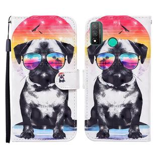 For Huawei P smart 2020 3D Painted Pattern Horizontal Flip Leather Case with Holder & Wallet & Card slot & Lanyard(Glasses Dog)