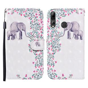 For Huawei P smart 2019 / Honor 10 Lite 3D Painted Pattern Horizontal Flip Leather Case with Holder & Wallet & Card slot & Lanyard(Flower Elephant)