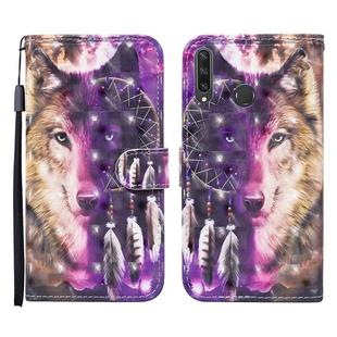 For Huawei Y6p 3D Painted Pattern Horizontal Flip Leather Case with Holder & Wallet & Card slot & Lanyard(Wind Chime Wolf)