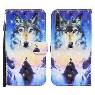 For Huawei Y6p 3D Painted Pattern Horizontal Flip Leather Case with Holder & Wallet & Card slot & Lanyard(Sunrise Wolf)