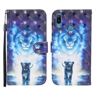 For Huawei Y6 (2019) / Honor 8A 3D Painted Pattern Horizontal Flip Leather Case with Holder & Wallet & Card slot & Lanyard(Lion)