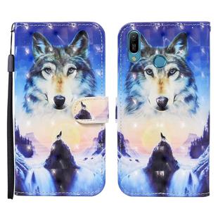 For Huawei Y6 (2019) / Honor 8A 3D Painted Pattern Horizontal Flip Leather Case with Holder & Wallet & Card slot & Lanyard(Sunrise Wolf)