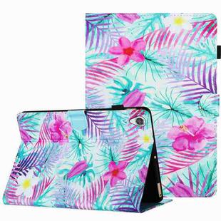 For Lenovo Tab M10 HD 2nd Gen Painted Pattern Stitching Smart Leather Tablet Case(Bougainvillea)