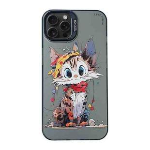 For iPhone 15 Pro Max Cartoon Animal Graffiti PC + TPU Phone Case(Calico Cat)