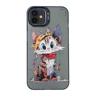 For iPhone 12 Cartoon Animal Graffiti PC + TPU Phone Case(Calico Cat)