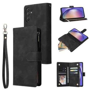 For Samsung Galaxy A55 5G Multifunctional Frosted Zipper Wallet Leather Phone Case(Black)