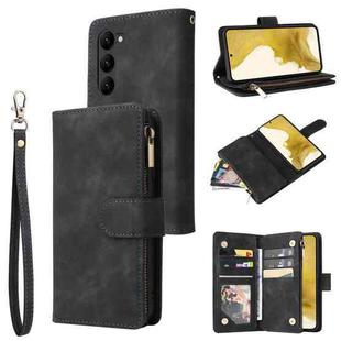 For Samsung Galaxy S23+ 5G Multifunctional Frosted Zipper Wallet Leather Phone Case(Black)