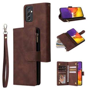 For Samsung Galaxy A82 5G Multifunctional Frosted Zipper Wallet Leather Phone Case(Coffee)