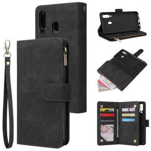 For Samsung Galaxy M30 / A40s Multifunctional Frosted Zipper Wallet Leather Phone Case(Black)