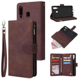 For Samsung Galaxy M30 / A40s Multifunctional Frosted Zipper Wallet Leather Phone Case(Coffee)