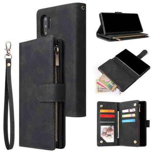 For Samsung Galaxy Note10+ Multifunctional Frosted Zipper Wallet Leather Phone Case(Black)