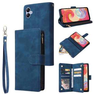 For Samsung Galaxy A04e Multifunctional Frosted Zipper Wallet Leather Phone Case(Blue)