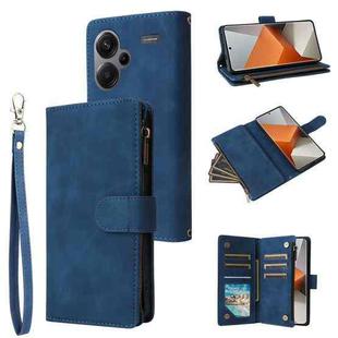 For Xiaomi Redmi Note 13 Pro+ Multifunctional Frosted Zipper Wallet Leather Phone Case(Blue)