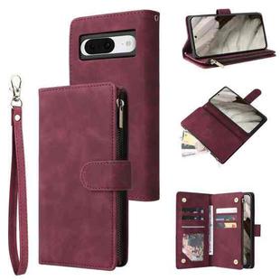 For Google Pixel 8 Multifunctional Multi-Card Wallet Phone Leather Case(Wine Red)