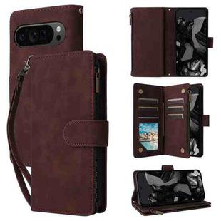 For Google Pixel 9 Pro Multifunctional Multi-Card Wallet Phone Leather Case(Coffee)