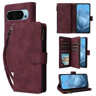 For Google Pixel 9 Multifunctional Multi-Card Wallet Phone Leather Case(Wine Red)