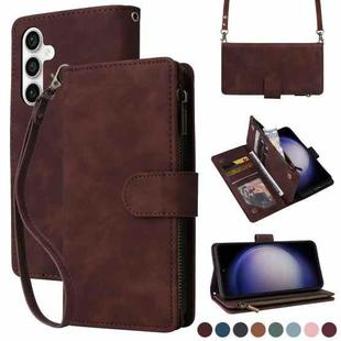 For Samsung Galaxy S23 FE 5G Crossbody Multi-card Slot Wallet Zipper Leather Phone Case(Coffee)