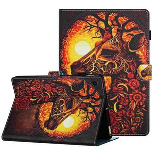 For Samsung Galaxy Tab A9 Painted Pattern Stitching Smart Leather Tablet Case(Flower Deer)