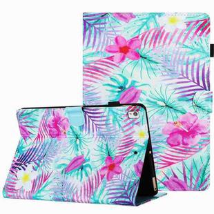 For Samsung Galaxy Tab S6 Lite P610 Painted Pattern Stitching Smart Leather Tablet Case(Bougainvillea)