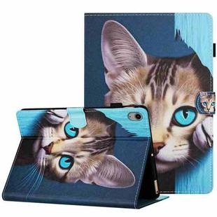 For iPad mini 6 Painted Pattern Stitching Smart Leather Tablet Case(Blue Cat)
