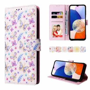 For Samsung Galaxy A15 5G Bronzing Painting RFID Leather Case(Pansies)