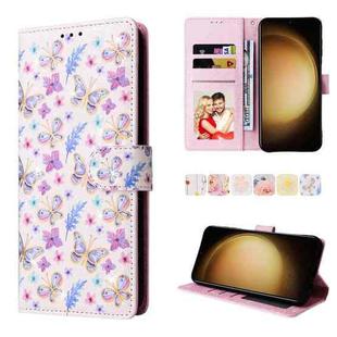 For Samsung Galaxy S24+ 5G Bronzing Painting RFID Leather Case(Pansies)