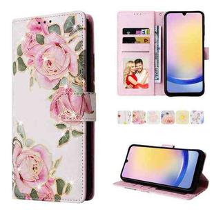 For Samsung Galaxy A25 Bronzing Painting RFID Leather Case(Rose Flower)