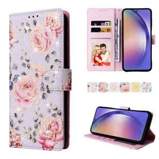 For Samsung Galaxy A55 Bronzing Painting RFID Leather Case(Pastoral Rose)