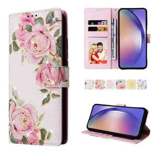 For Samsung Galaxy A55 Bronzing Painting RFID Leather Case(Rose Flower)