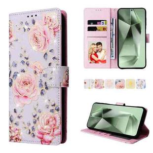 For Samsung Galaxy S24 FE 5G Bronzing Painting RFID Leather Case(Pastoral Rose)