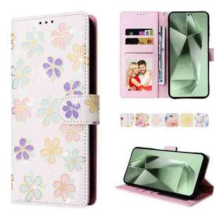 For Samsung Galaxy S24 FE 5G Bronzing Painting RFID Leather Case(Bloosoming Flower)