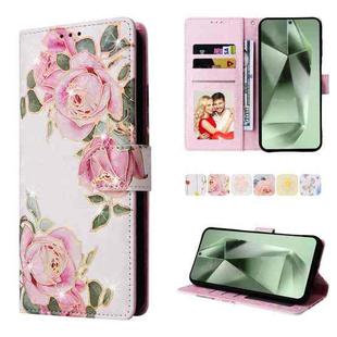 For Samsung Galaxy S24 FE 5G Bronzing Painting RFID Leather Case(Rose Flower)