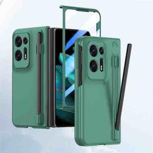 For OPPO Find N2 Integrated Skin Feel PC Phone Case with Pen / Pen Box(Green)