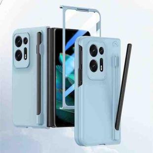 For OPPO Find N2 Integrated Skin Feel PC Phone Case with Pen / Pen Box(Light Blue)