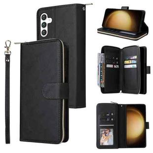 For Samsung Galaxy S24+ 5G 9-Card Slots Zipper Wallet Bag Leather Phone Case(Black)