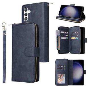 For Samsung Galaxy S24 5G 9-Card Slots Zipper Wallet Bag Leather Phone Case(Blue)