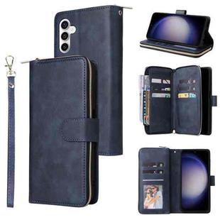 For Samsung Galaxy S23 FE 5G 9-Card Slots Zipper Wallet Bag Leather Phone Case(Blue)