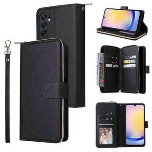 For Samsung Galaxy A25 9-Card Slots Zipper Wallet Bag Leather Phone Case(Black)