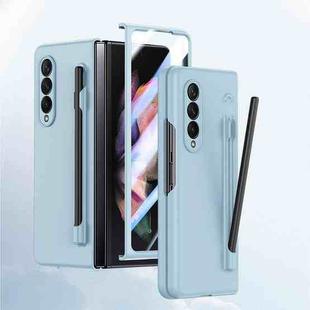 For Samsung Galaxy Z Fold3 Integrated Skin Feel PC Phone Case with Pen / Pen Box(Light Blue)