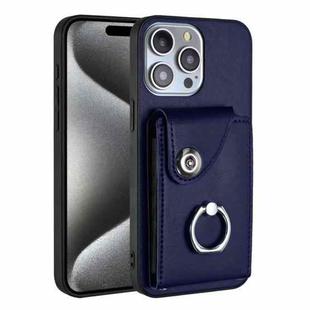 For iPhone 15 Pro Max Organ Card Bag Ring Holder Phone Case(Blue)