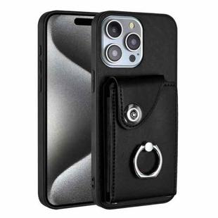 For iPhone 15 Pro Max Organ Card Bag Ring Holder Phone Case(Black)